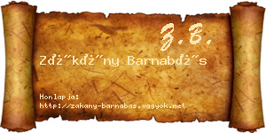 Zákány Barnabás névjegykártya